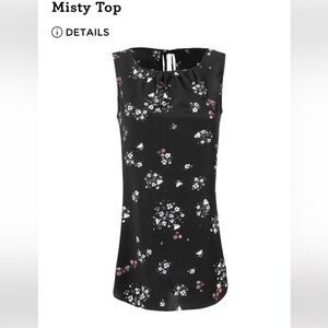 CAbi Misty Top Black Sleeveless with floral print  side small